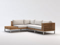 Gartensofa Holz und Metall 260x260x70 cm naturholz und weiß für Garten und Terrasse - L-Form mit Ablagefläche