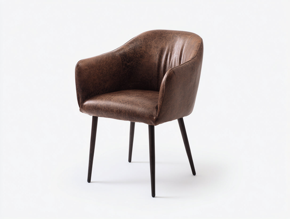 Esszimmerstühle Kunstleder 58x60x81 cm - Dunkelbraun-Schwarz - Armlehnen für Esszimmer