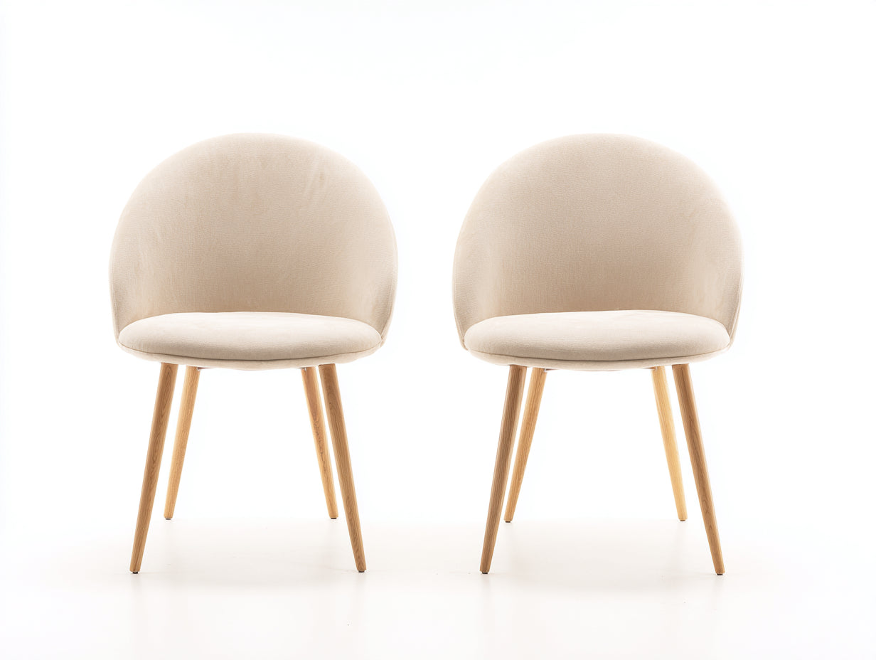 Esszimmerstühle Stoff 54 x 52 x 78 cm - beige - 2er Set mit Holzbeinen