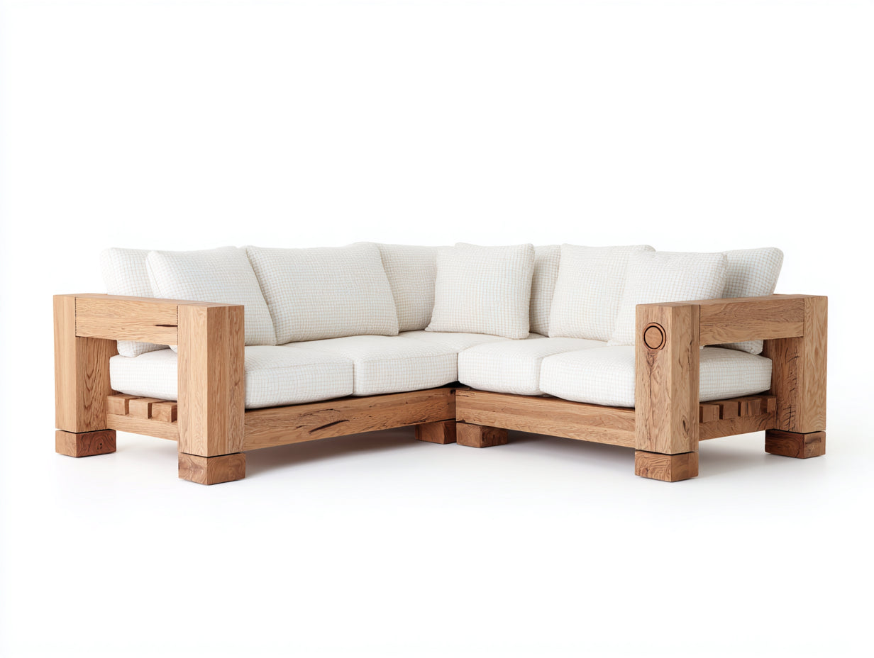 Gartensofa Holz 240x240x72 cm - Natur-Beige - Eckform für Außenbereich