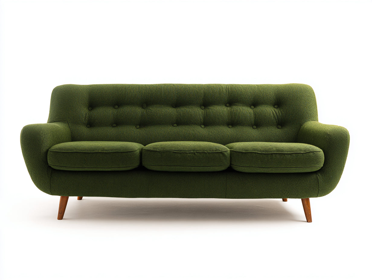 3 Sitzer Sofas Webstoff und Holz 214x86x78 cm grün für Wohnzimmer - modern mit Knopfheftung