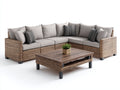 Gartensofa aus Polyrattan 285 x 225 x 76 cm - Braun Grau und Schwarz - Eckdesign mit Gartentisch