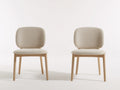 Esszimmerstühle im 2er Set aus Strukturstoff und Holz 52 x 50 x 82 cm - Beige Natur - Skandinavisches Design für das Esszimmer