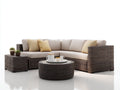 Gartensofa Set aus Polyrattan 230 x 200 x 75 cm - Dunkelbraun Beige - Modulares Eckdesign mit rundem Gartentisch und Beistelltisch für Terrasse und Garten