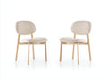 Esszimmerstühle 2er-Set aus Stoff und Holz 55 x 51 x 79 cm - Beige und Natur - Gepolstertes skandinavisches Design