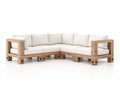 Gartensofa aus Holz 280 x 280 x 75 cm - Natur und Weiß - L-förmiges Design im rustikalen Stil