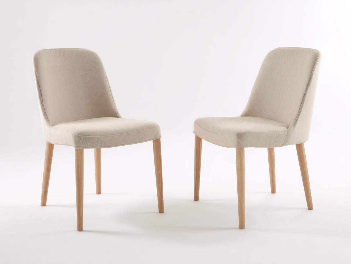 Esszimmerstühle Stoff 48x57x84 cm - Beige und Naturholz - 2er Set