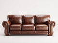 3 Sitzer Sofas Kunstleder 218x88x85 cm - Braun - Gerollte Armlehnen für Wohnzimmer