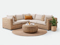 Gartensofa Polyrattan 250x250x72 cm - Natur-Beige - mit rundem Couchtisch für Außenbereich