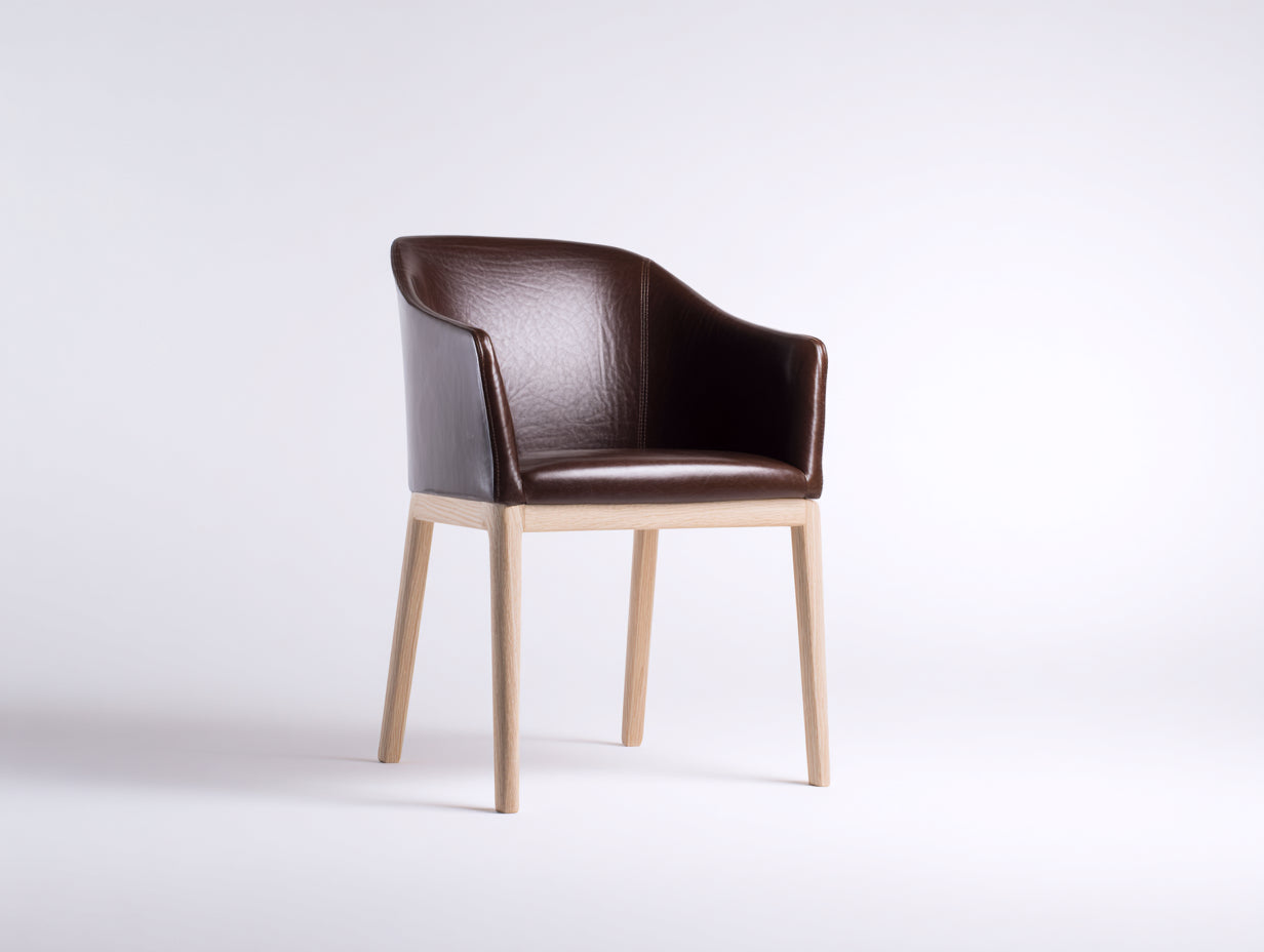 Esszimmerstühle aus Kunstleder und Holz 59 x 58 x 80 cm - Dunkelbraun Natur - Moderner Armlehnstuhl für das Esszimmer