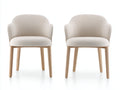 Esszimmerstühle 2er Set Webstoff und Holz 58x55x76 cm beige für Esszimmer - moderner Armlehnenstuhl