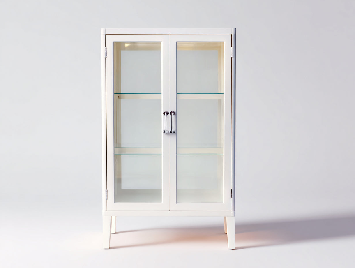 Vitrinen aus Holz und Glas 90 x 40 x 165 cm - Weiß - Modernes Design mit 2 Glastüren