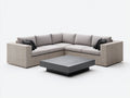 Gartensofa Polyrattan 280x280x76 cm - Beige und Grau - Eckform mit Gartentisch