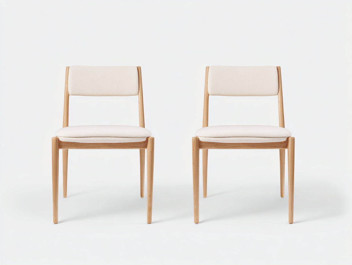 Esszimmerstühle im 2er Set aus Stoff und Holz 52 x 49 x 81 cm - Beige Natur - Skandinavisches Design für das Esszimmer