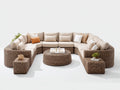 Gartensofa Polyrattan 330x260x82 cm - Natur und Beige - U Form mit 3 Gartentischen