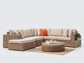 Gartensofa aus Polyrattan 295 x 225 x 75 cm - Braun und Beige - L-förmiges Design mit rundem Gartentisch