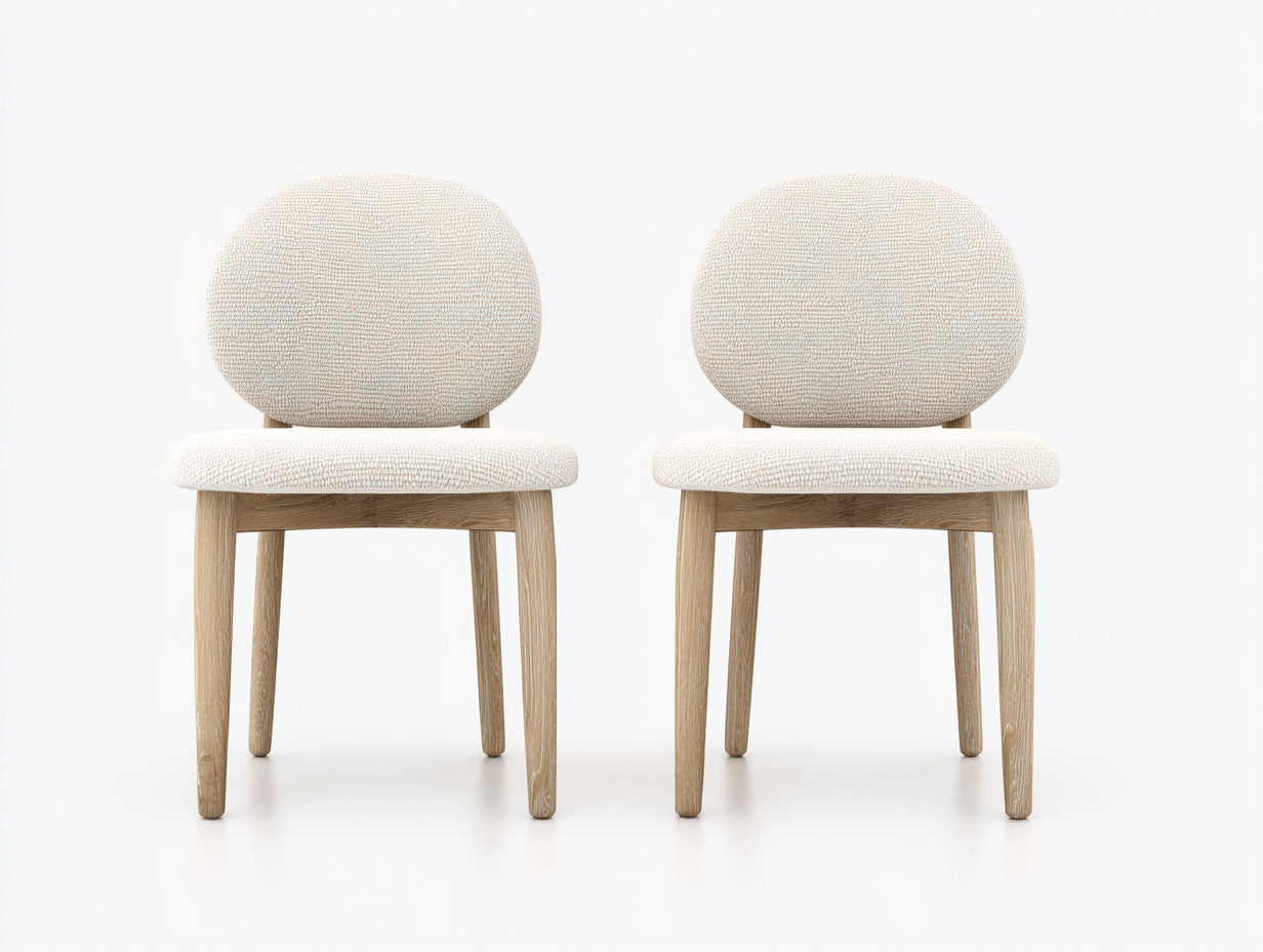 Esszimmerstühle 2er Set Stoff 50x54x78 cm - Beige-Natur - Holzgestell für Esszimmer