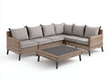 Gartensofa Set aus Polyrattan und Metall 255 x 210 x 78 cm - Naturbraun Hellgrau Schwarz - Modernes Eckdesign mit Gartentisch für Terrasse und Garten