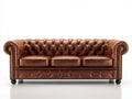 3 Sitzer Sofas Kunstlederoptik 220x88x76 cm braun für Wohnzimmer - Chesterfield-Stil mit Knopfheftung