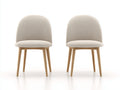 Esszimmerstühle 2er Set Stoff 48x55x82 cm - Beige-Natur - Holzbeine für Esszimmer