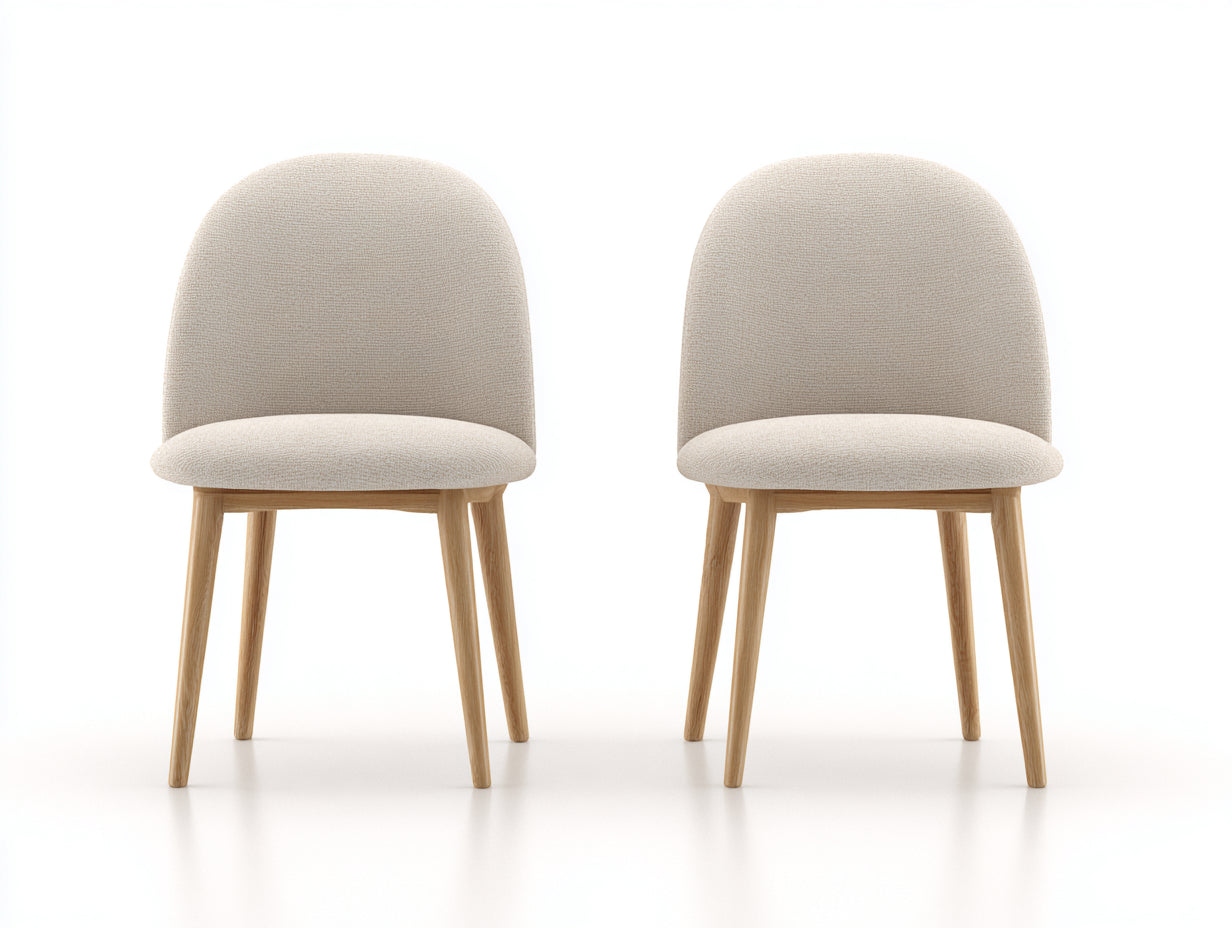 Esszimmerstühle 2er Set Stoff 48x55x82 cm - Beige-Natur - Holzbeine für Esszimmer