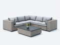 Gartensofa Polyrattan und Aluminium 260x260x70 cm hellgrau für Garten und Terrasse - L-Form mit Couchtisch