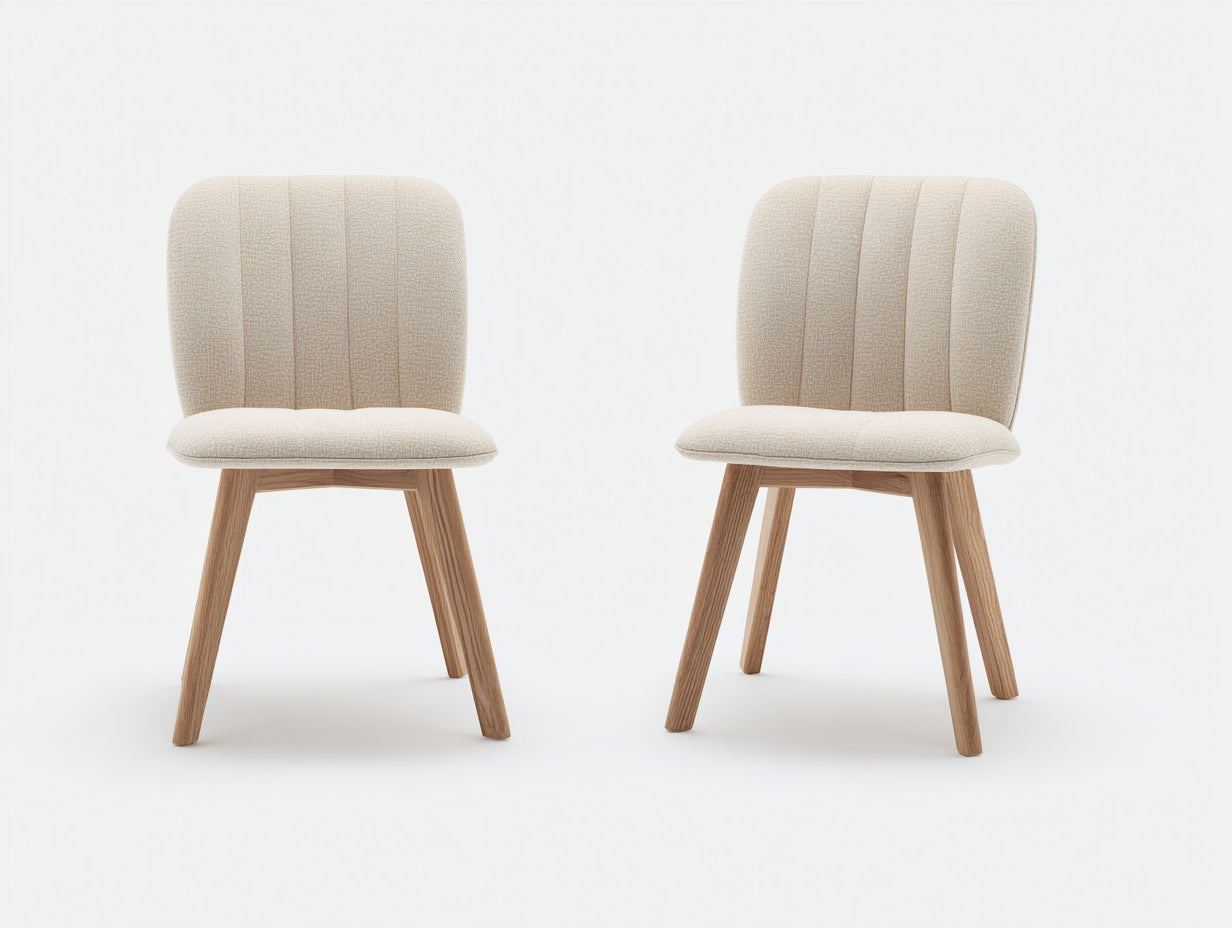 Esszimmerstühle Stoff 47x55x82 cm - Beige und Naturholz - 2er Set