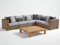 Gartensofa Polyrattan 270x270x82 cm - Natur und Grau - L Form mit Gartentisch