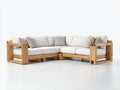 Gartensofa Holz und Webstoff 260x260x70 cm naturweiß für Garten und Terrasse - L-Form mit breiten Armlehnen