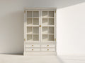 Vitrinen Holz und Glas 106x42x180 cm - Cremeweiß-Gold - Landhausstil für Esszimmer